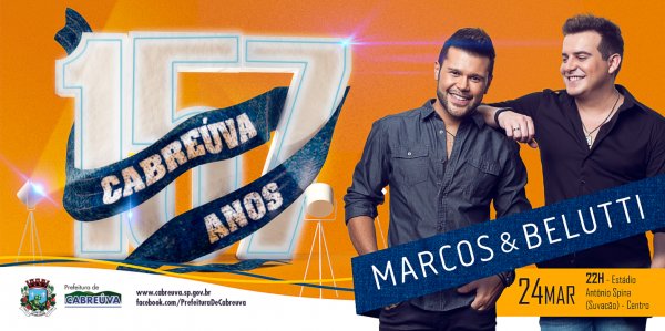 Show com Marco & Belutti acontece dia 24 de março